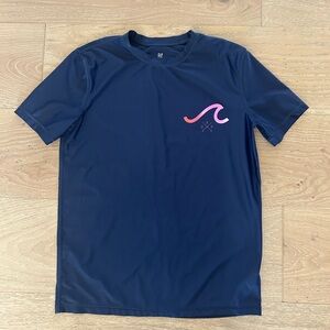 GAP Navy Short-Sleeve Rash Guard with Pink Wave Logo Size XL